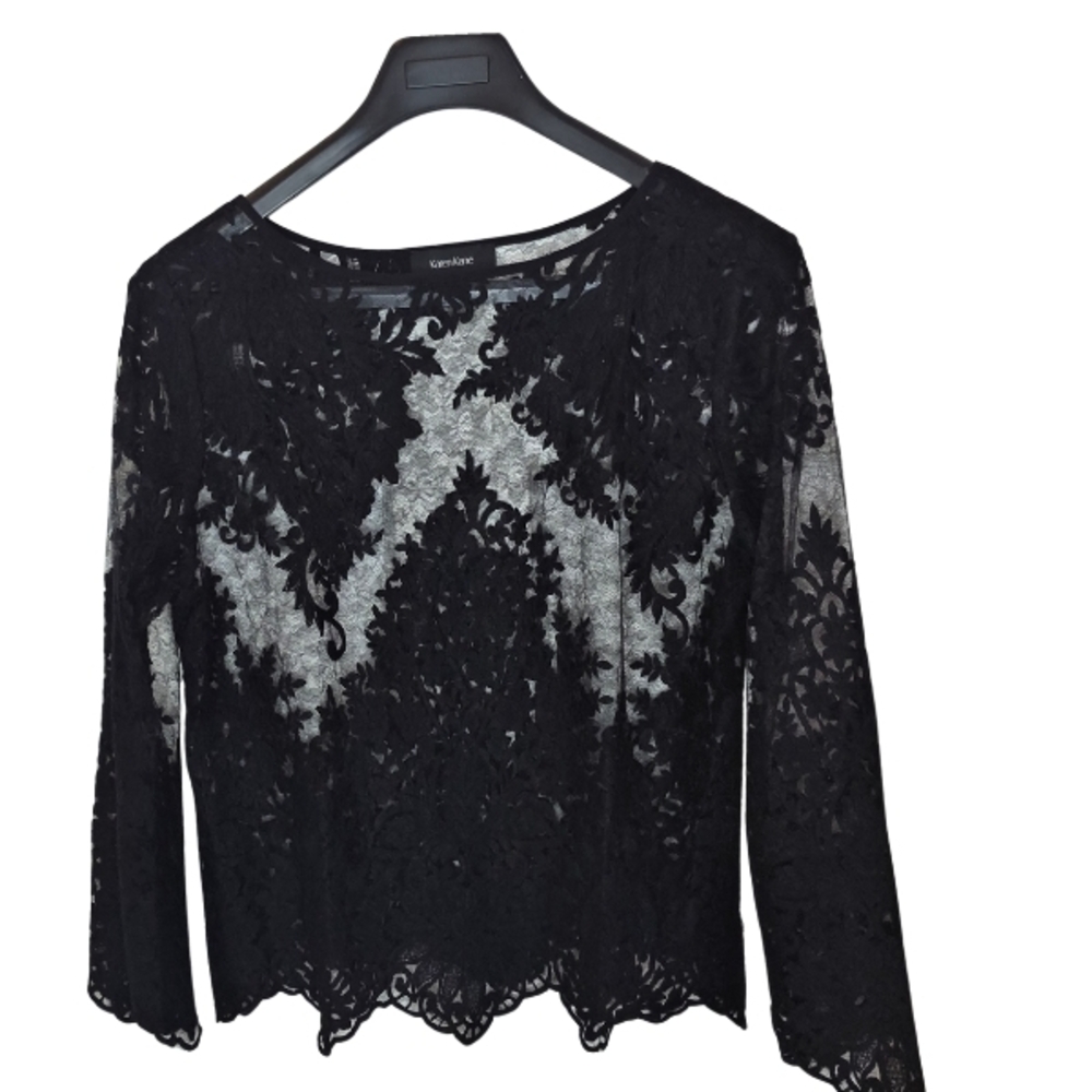Karen Kane Black Lace Sheer Chemise Top